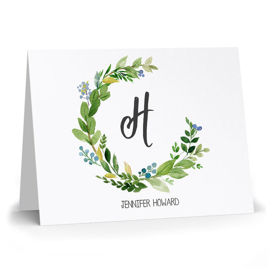 Arched Green Swag Folded Note Cards